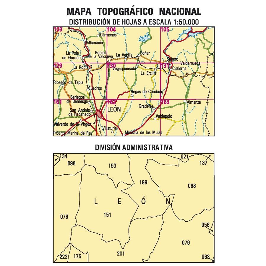 Carte topographique de l'Espagne n° 0130 - Vegas del Condado | CNIG - 1/50 000 carte de randonnée CNIG