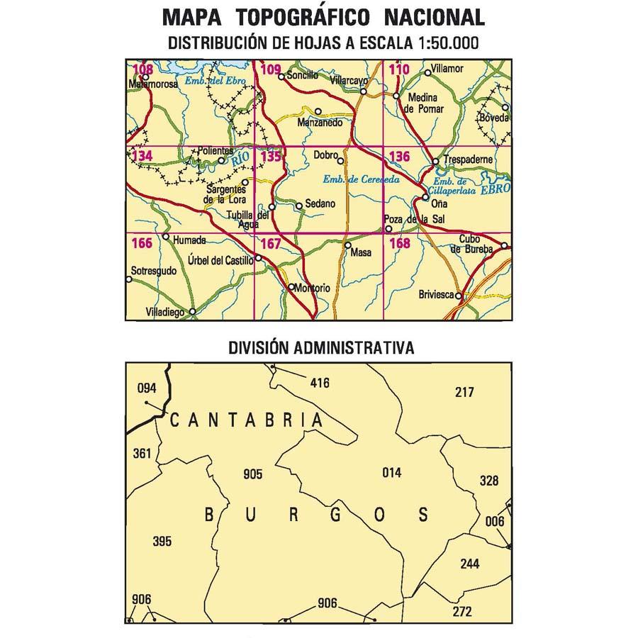 Carte topographique de l'Espagne n° 0135 - Sedano | CNIG - 1/50 000 carte de randonnée CNIG