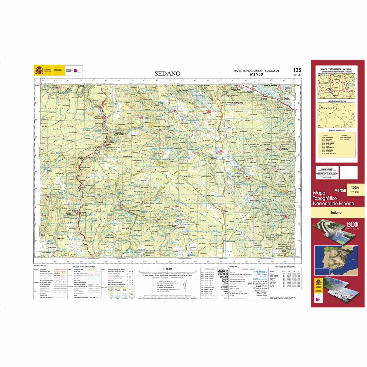 Carte topographique de l'Espagne n° 0135 - Sedano | CNIG - 1/50 000 carte de randonnée CNIG
