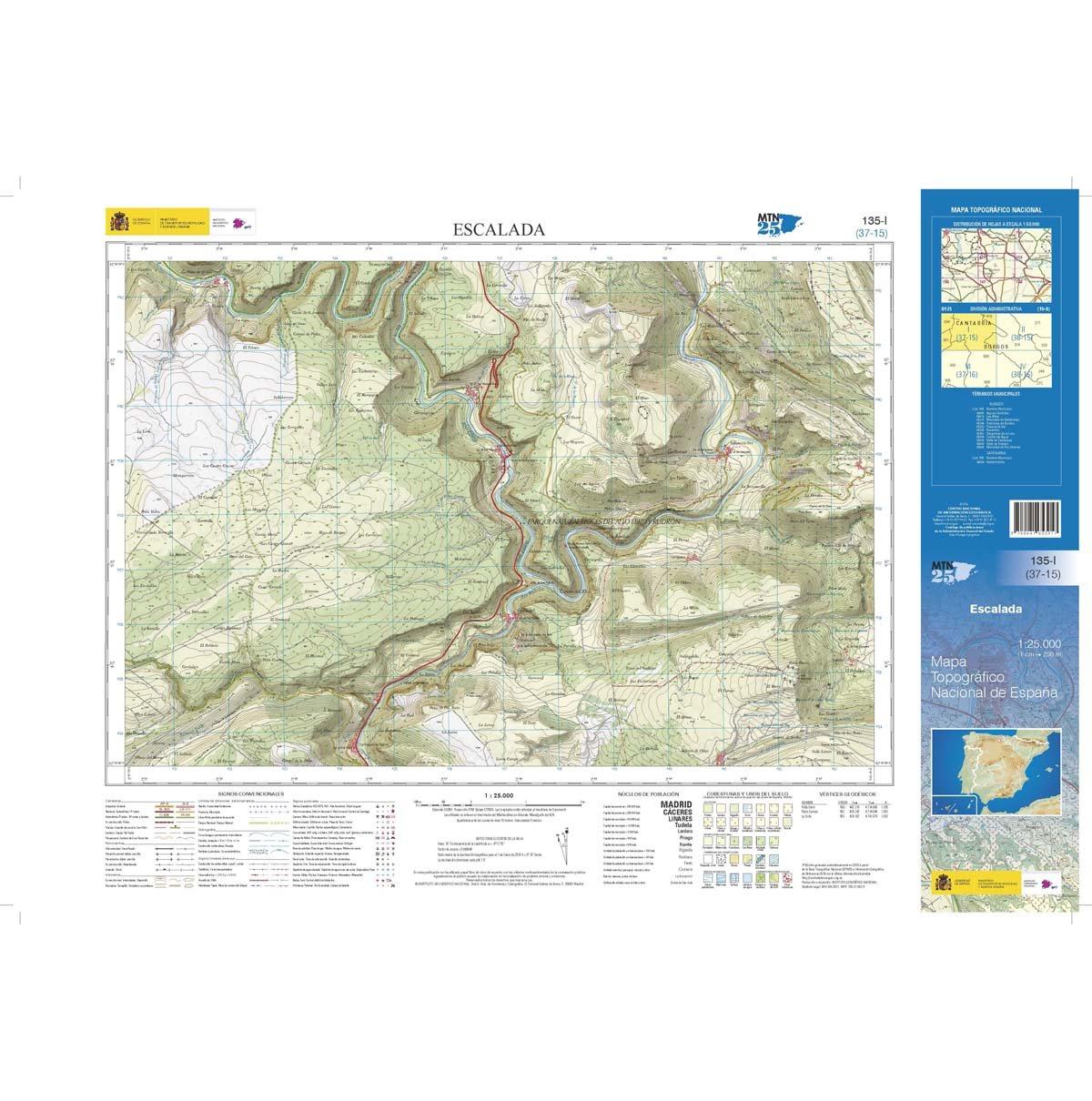 Carte topographique de l'Espagne n° 0135.1 - Escalada | CNIG - 1/25 000 carte de randonnée CNIG
