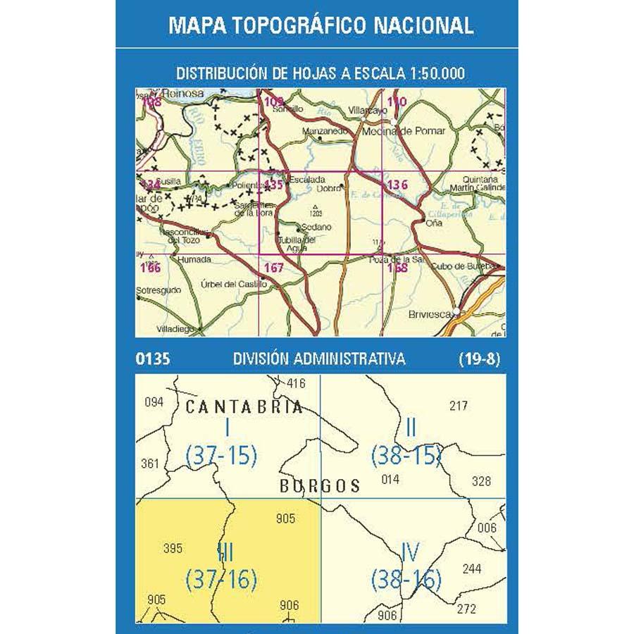 Carte topographique de l'Espagne n° 0135.3 - Sedano | CNIG - 1/25 000 carte de randonnée CNIG