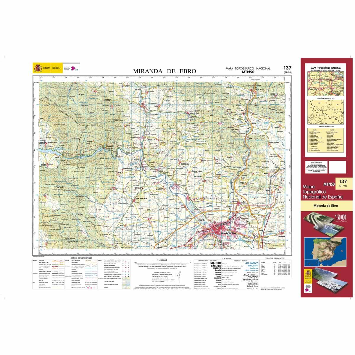 Carte topographique de l'Espagne n° 0137 - Miranda de Ebro | CNIG - 1/50 000 carte de randonnée CNIG