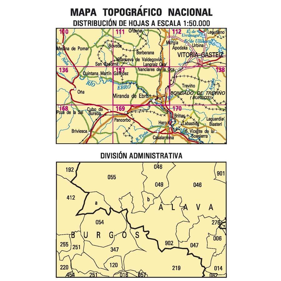 Carte topographique de l'Espagne n° 0137 - Miranda de Ebro | CNIG - 1/50 000 carte de randonnée CNIG