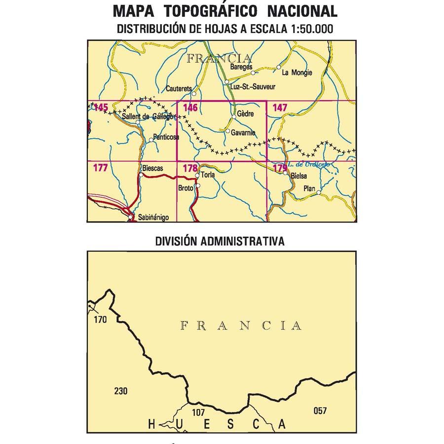 Carte topographique de l'Espagne n° 0146 - Monte Perdido | CNIG - 1/50 000 carte de randonnée CNIG