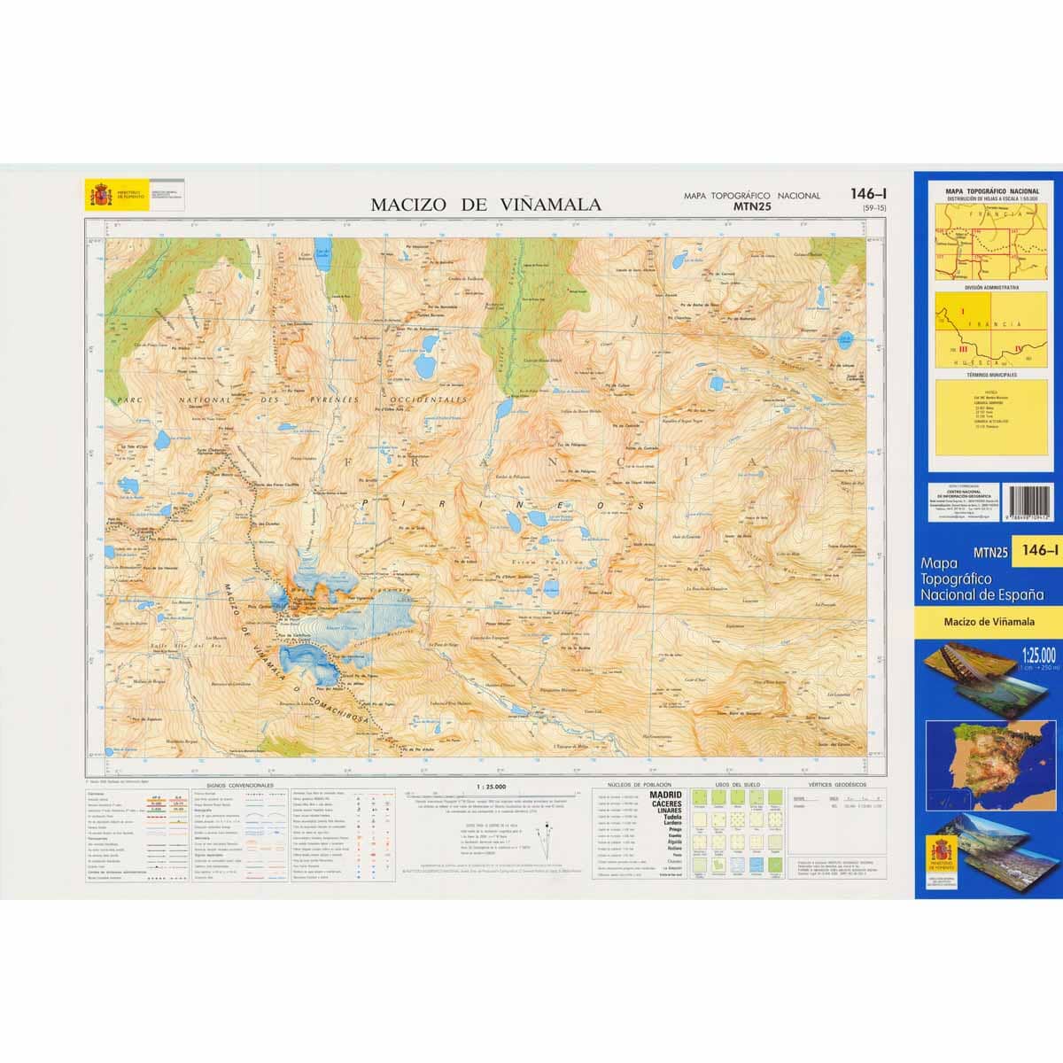Carte topographique de l'Espagne n° 0146.1 - Macizo de Vinamala | CNIG - 1/25 000 carte de randonnée CNIG