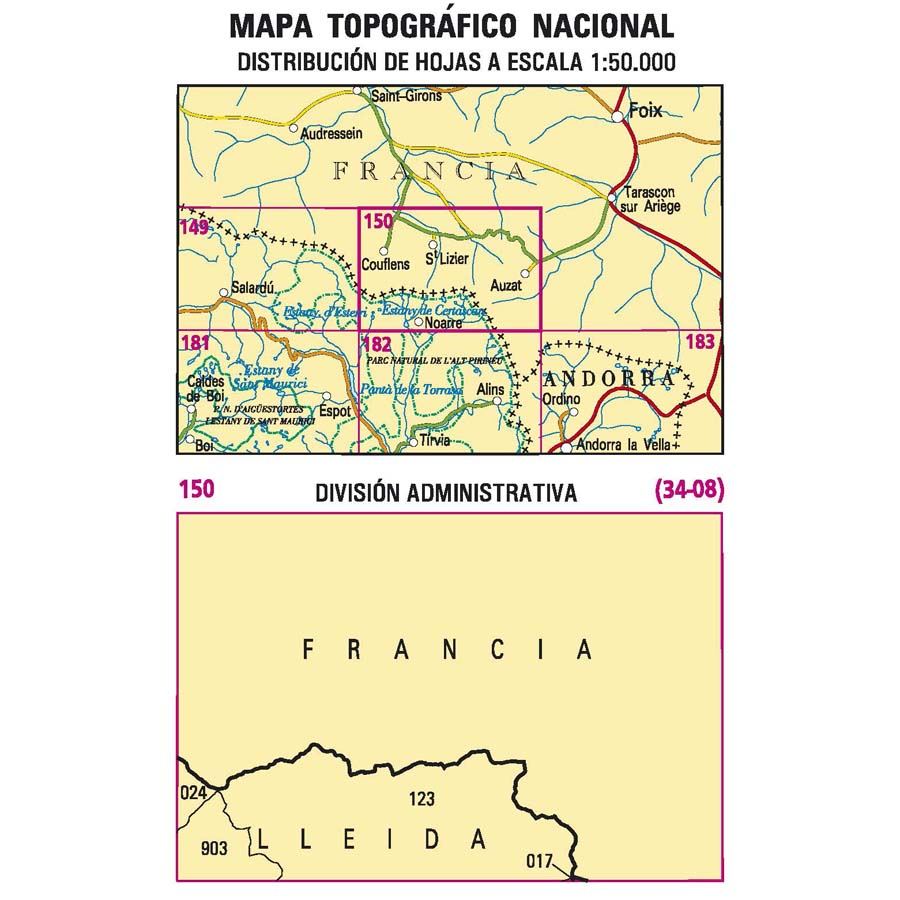 Carte topographique de l'Espagne n° 0150 - Noarre | CNIG - 1/50 000 carte de randonnée CNIG