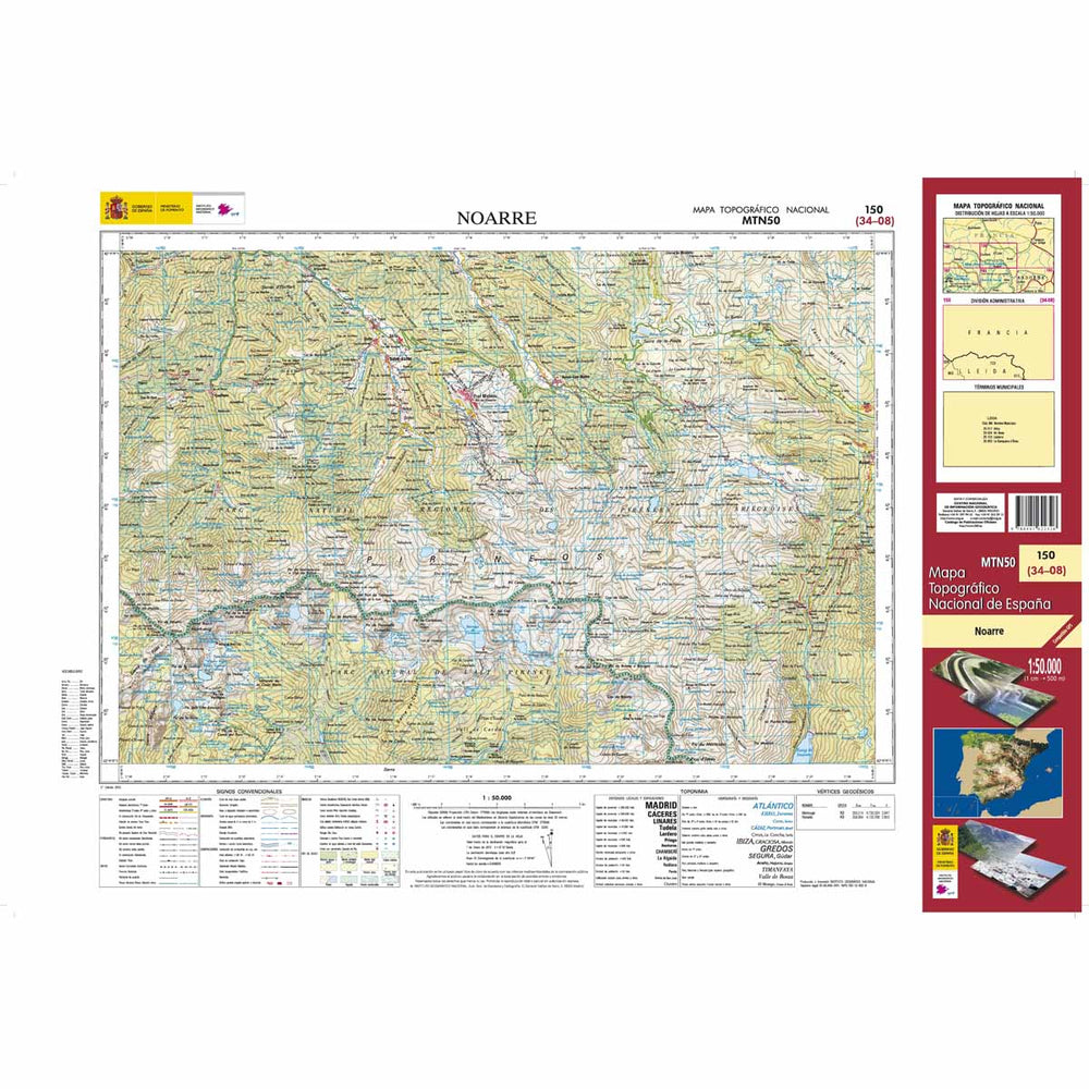 Carte topographique de l'Espagne n° 0150 - Noarre | CNIG - 1/50 000 carte pliée CNIG 