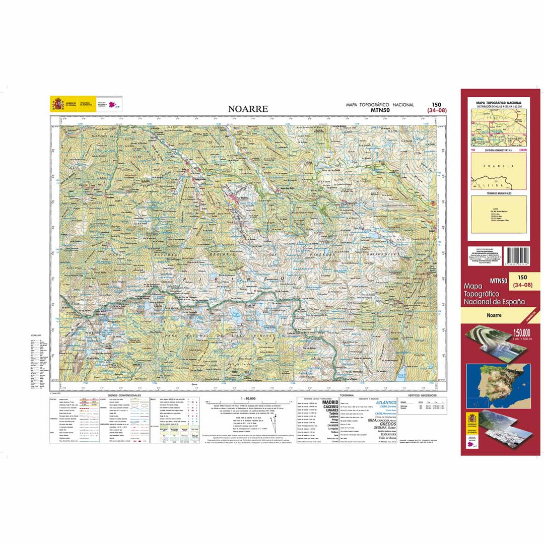 Carte topographique de l'Espagne n° 0150 - Noarre | CNIG - 1/50 000 carte pliée CNIG 
