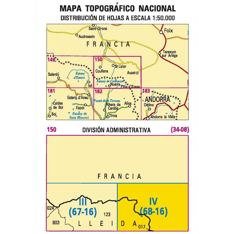 Carte topographique de l'Espagne n° 0150.4 - Pica d'Estats | CNIG - 1/25 000 carte de randonnée CNIG