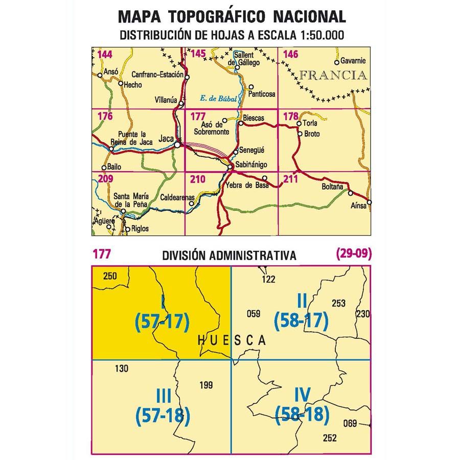 Carte topographique de l'Espagne n° 0177.1 - Asó de Sobremonte | CNIG - 1/25 000 carte de randonnée CNIG