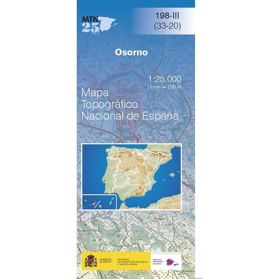 Carte topographique de l'Espagne n° 0198.3 - Osorno | CNIG - 1/25 000 carte de randonnée CNIG