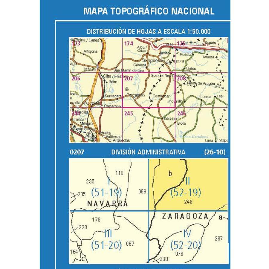 Carte topographique de l'Espagne n° 0207.2 - Sos del Rey Católico | CNIG - 1/25 000 carte de randonnée CNIG