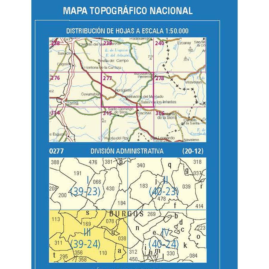 Carte topographique de l'Espagne n° 0277.3 - Covarrubias | CNIG - 1/25 000 carte de randonnée CNIG