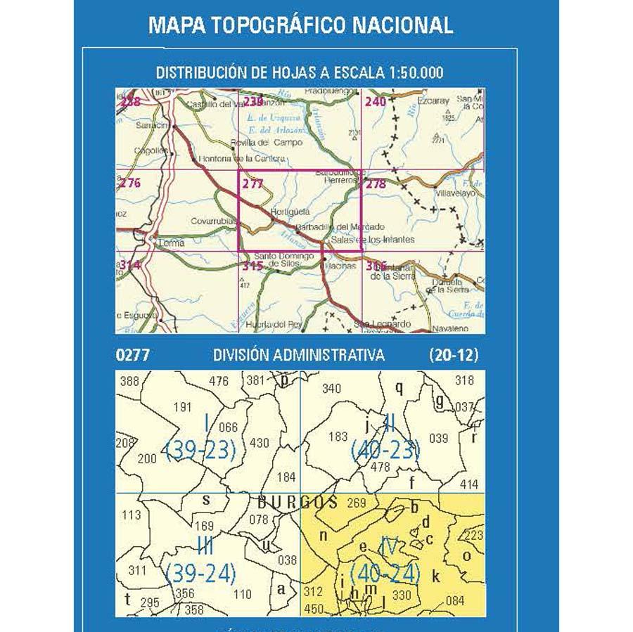 Carte topographique de l'Espagne n° 0277.4 - Salas de los Infantes | CNIG - 1/25 000 carte de randonnée CNIG