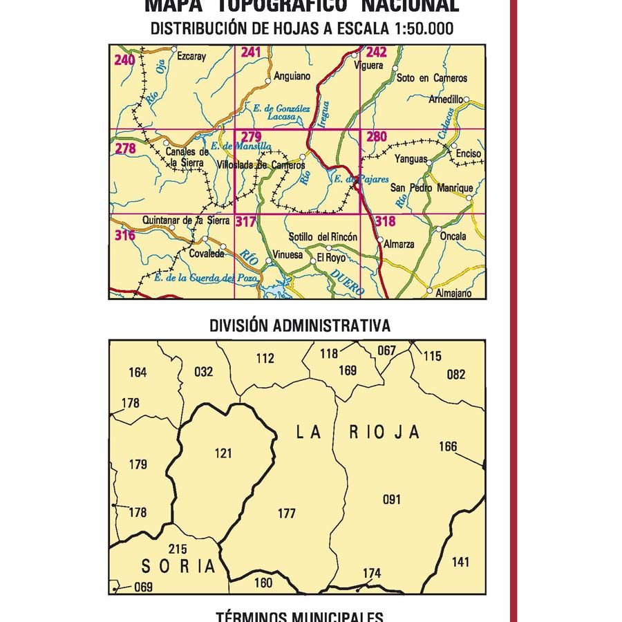 Carte topographique de l'Espagne n° 0279 - Villoslada de Cameros | CNIG - 1/50 000 carte de randonnée CNIG