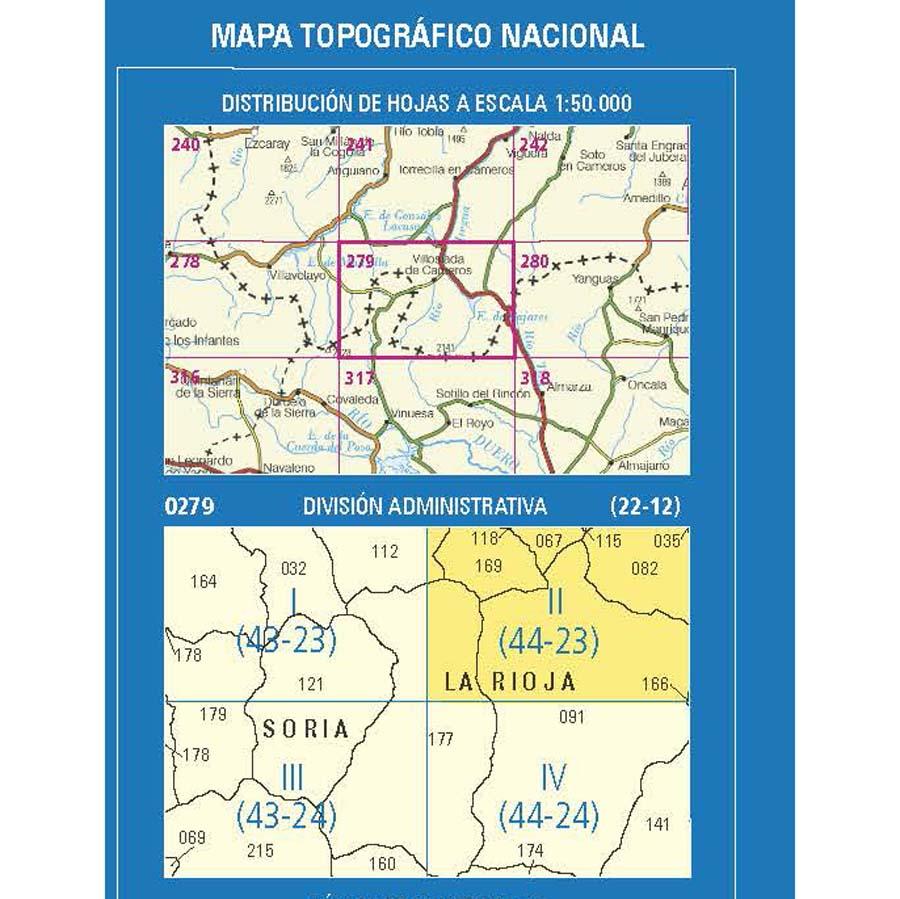 Carte topographique de l'Espagne n° 0279.2 - Villoslada de Cameros | CNIG - 1/25 000 carte de randonnée CNIG