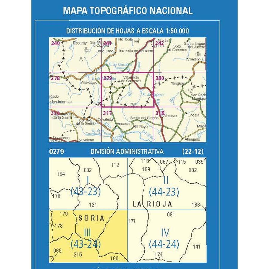 Carte topographique de l'Espagne n° 0279.3 - Santa Inés | CNIG - 1/25 000 carte de randonnée CNIG