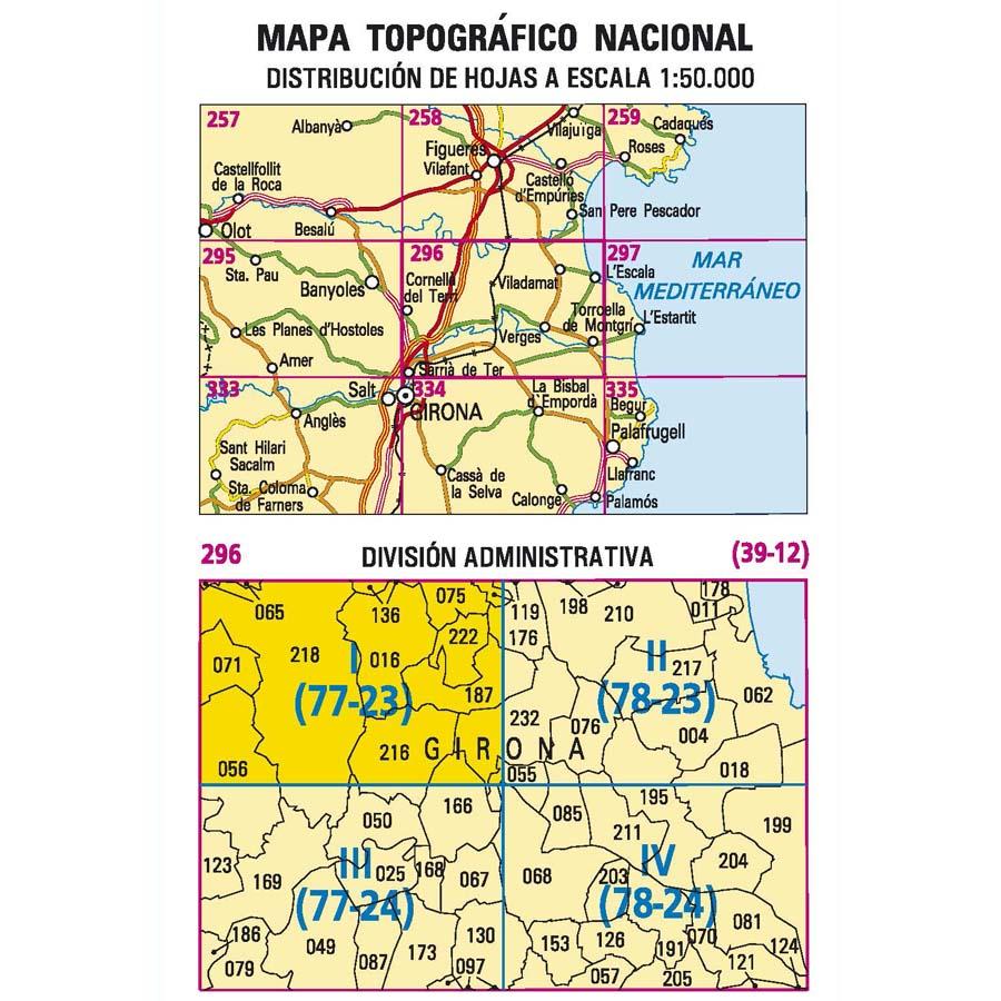 Carte topographique de l'Espagne n° 0296.1 - Cornellà del Terri | CNIG - 1/25 000 carte pliée CNIG 