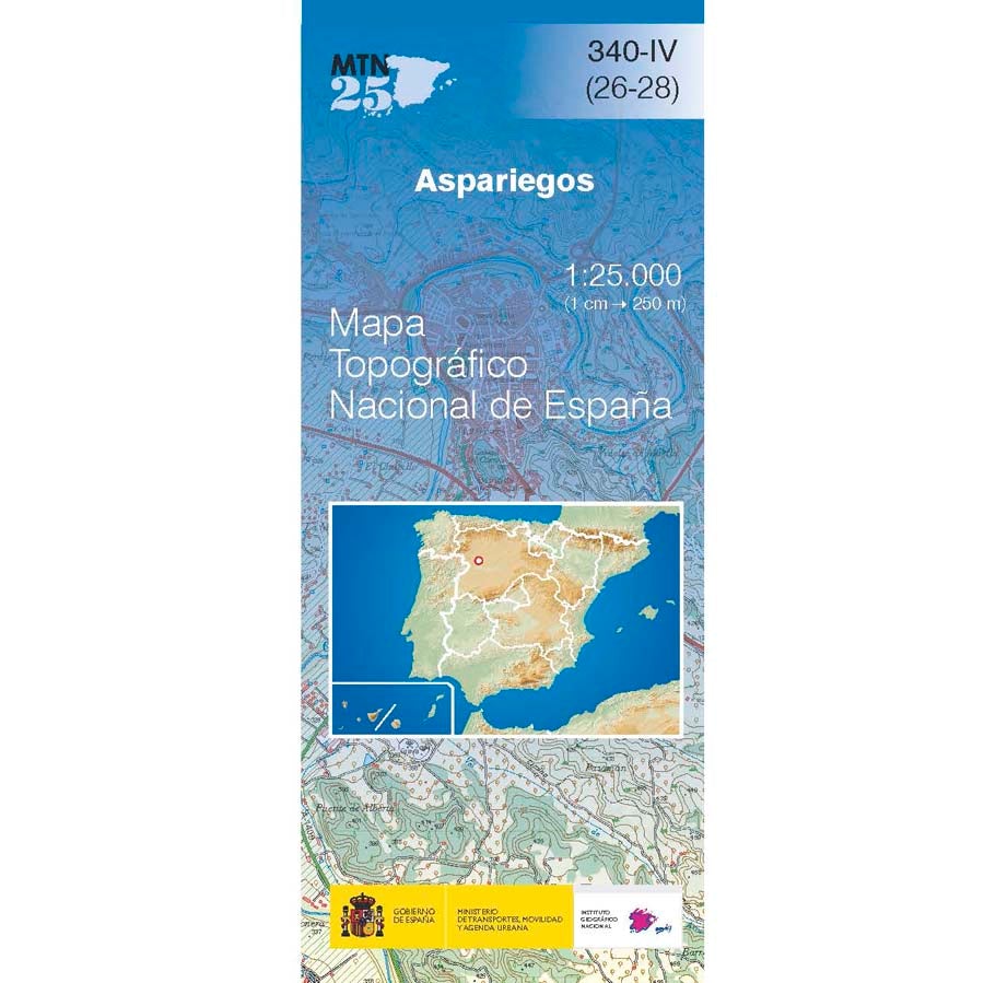 Carte topographique de l'Espagne n° 0340.4 - Aspariegos | CNIG - 1/25 000 carte de randonnée CNIG