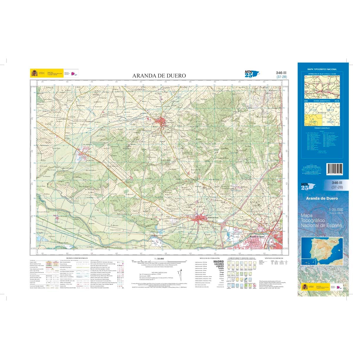 Carte topographique de l'Espagne n° 0346.3 - Aranda de Duero | CNIG - 1/25 000 carte de randonnée CNIG