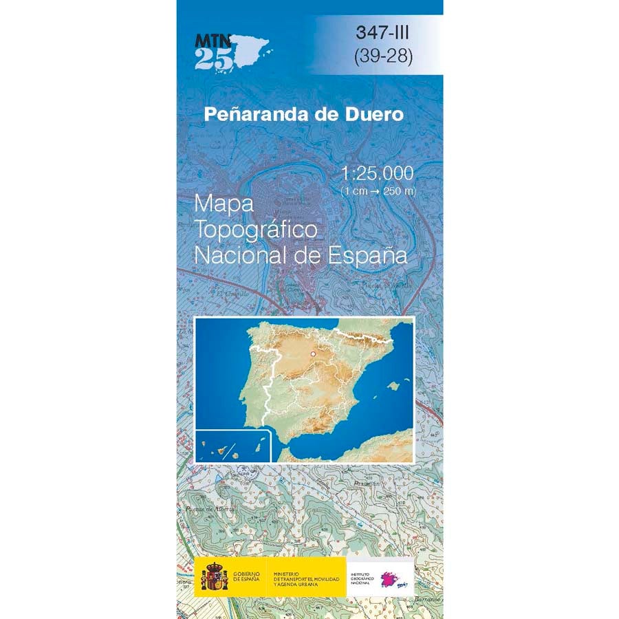 Carte topographique de l'Espagne n° 0347.3 - Peñaranda del Duero | CNIG - 1/25 000 carte pliée CNIG 