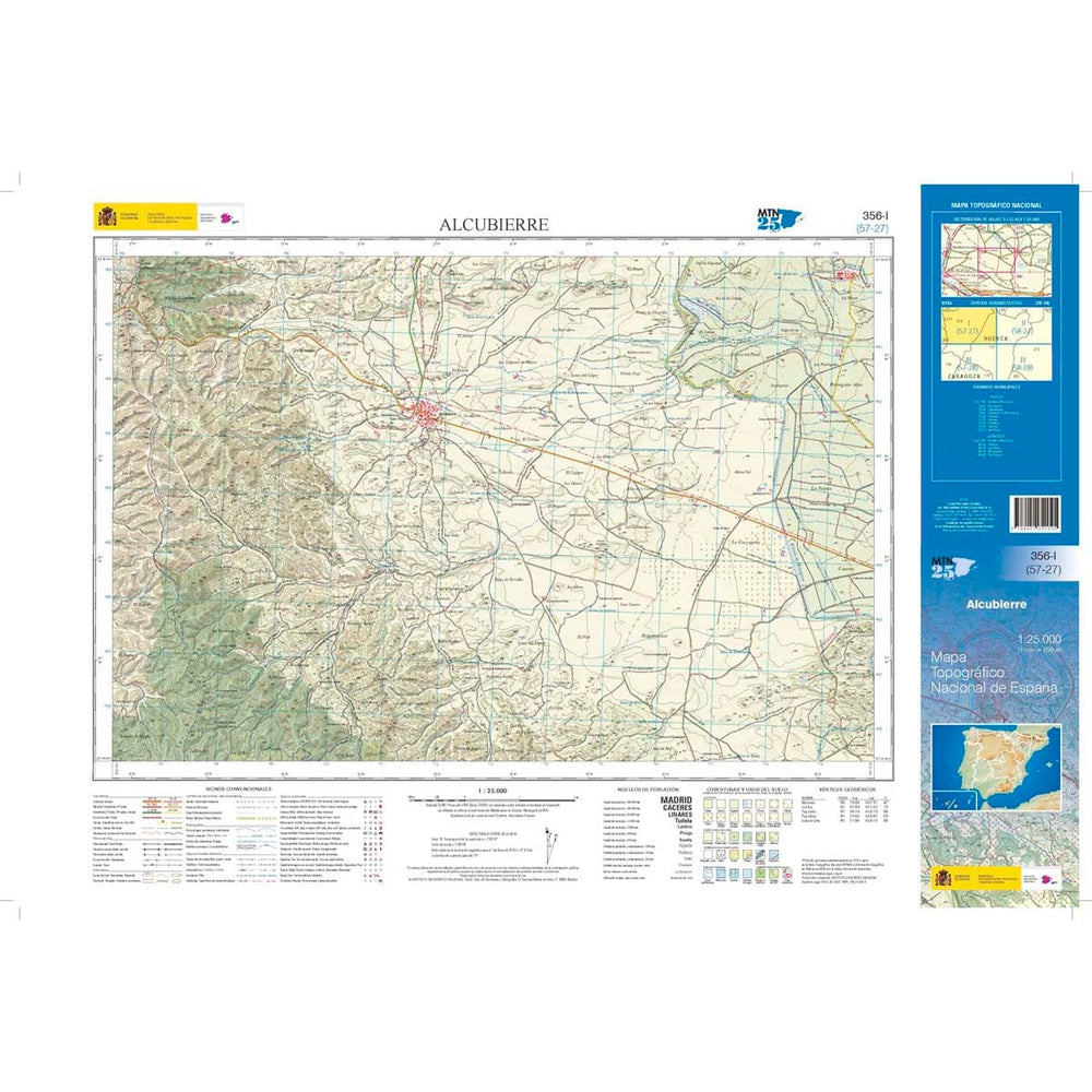 Carte topographique de l'Espagne n° 0356.1 - Alcubierre | CNIG - 1/25 000 carte pliée CNIG 