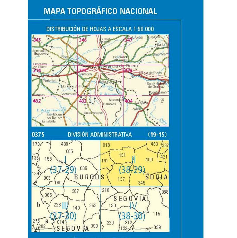 Carte topographique de l'Espagne n° 0375.2 - Fuentespina | CNIG - 1/25 000 carte de randonnée CNIG