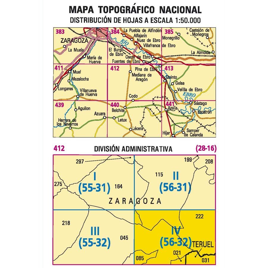 Carte topographique de l'Espagne n° 0412.4 - El Planerón | CNIG - 1/25 000 carte de randonnée CNIG