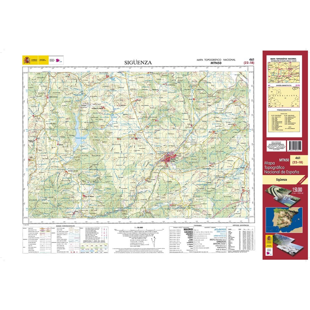 Carte topographique de l'Espagne n° 0461 - Sigüenza | CNIG - 1/50 000 carte de randonnée CNIG