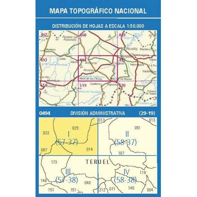 Carte topographique de l'Espagne n° 0494.1 - Andorra | CNIG - 1/25 000 carte de randonnée CNIG