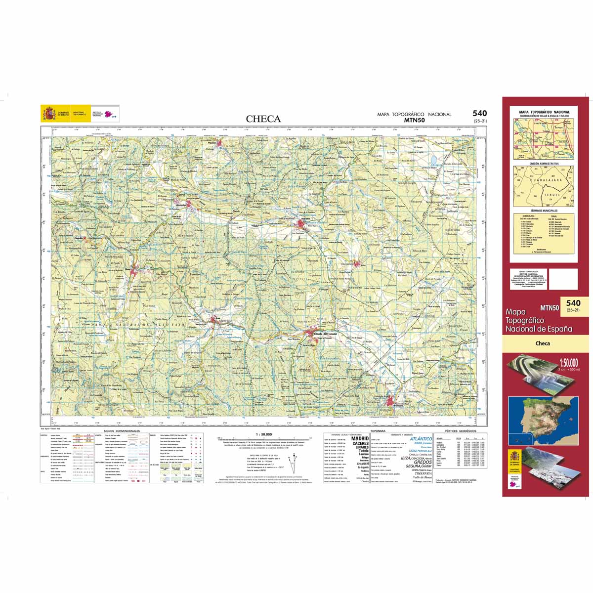 Carte topographique de l'Espagne n° 0540 - Checa | CNIG - 1/50 000 carte de randonnée CNIG