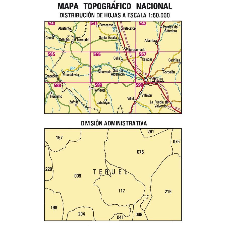 Carte topographique de l'Espagne n° 0566 - Cella | CNIG - 1/50 000 carte de randonnée CNIG
