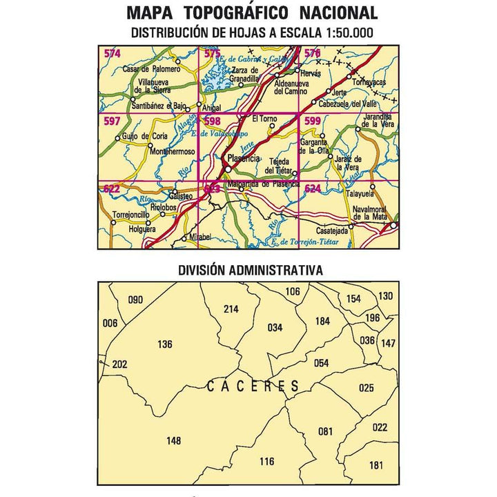 Carte topographique de l'Espagne n° 0598 - Plasencia | CNIG - 1/50 000 carte pliée CNIG 