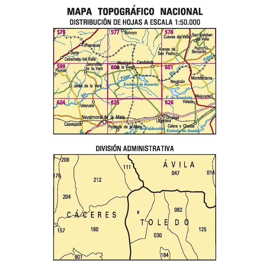 Carte topographique de l'Espagne n° 0600 - Candeleda | CNIG - 1/50 000 carte de randonnée CNIG