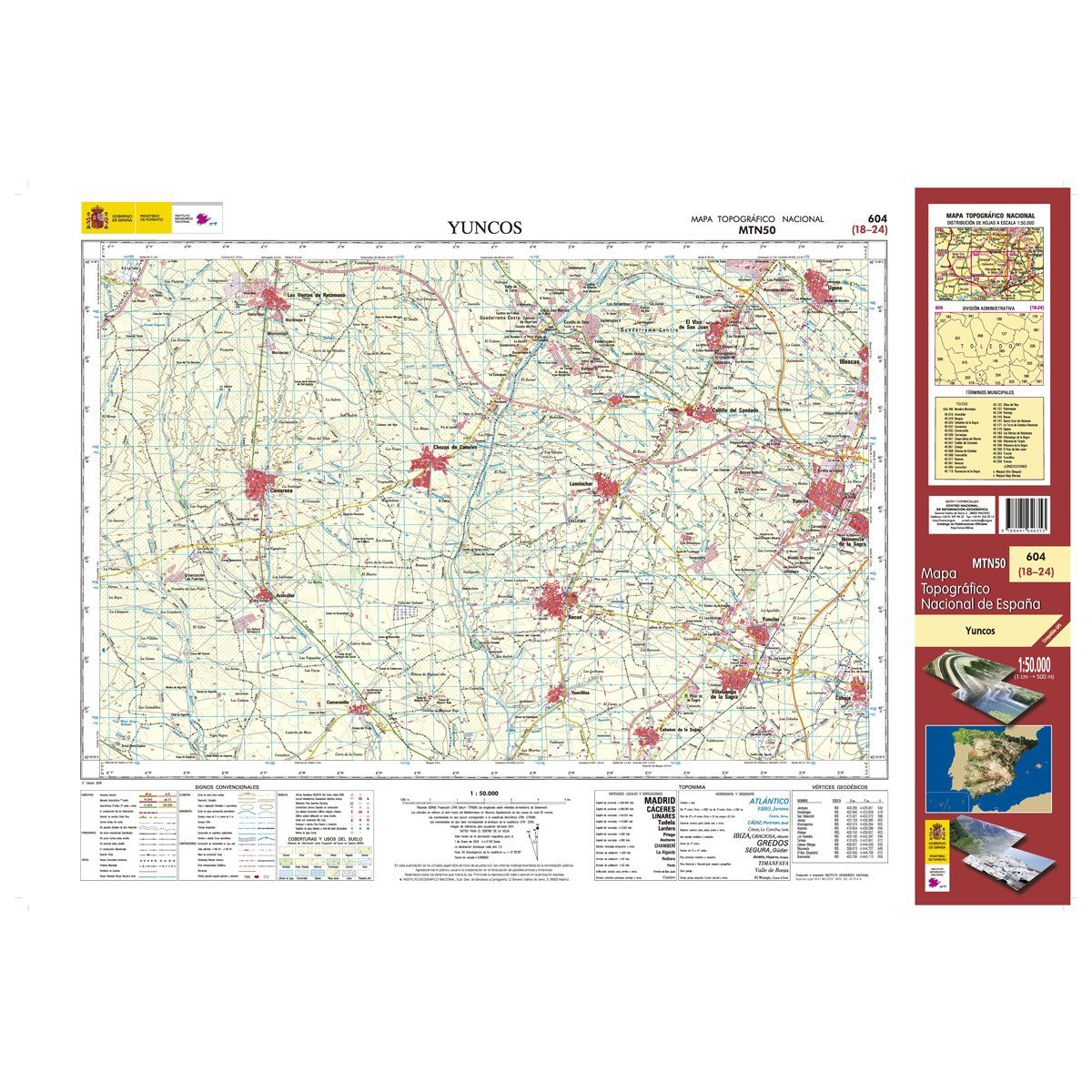 Carte topographique de l'Espagne n° 0604 - Yuncos | CNIG - 1/50 000 carte de randonnée CNIG