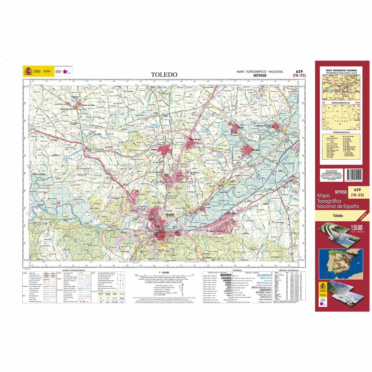 Carte topographique de l'Espagne n° 0629 - Toledo | CNIG - 1/50 000 carte de randonnée CNIG