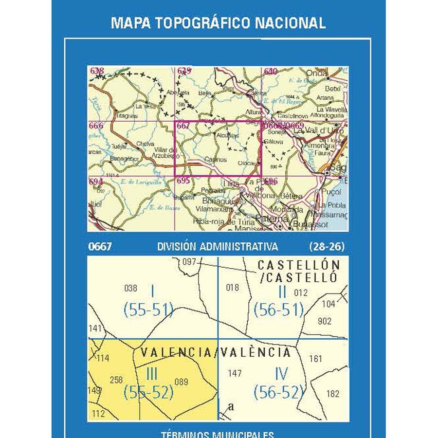 Carte topographique de l'Espagne n° 0667.3 - Villar del Arzobispo | CNIG - 1/25 000 carte de randonnée CNIG