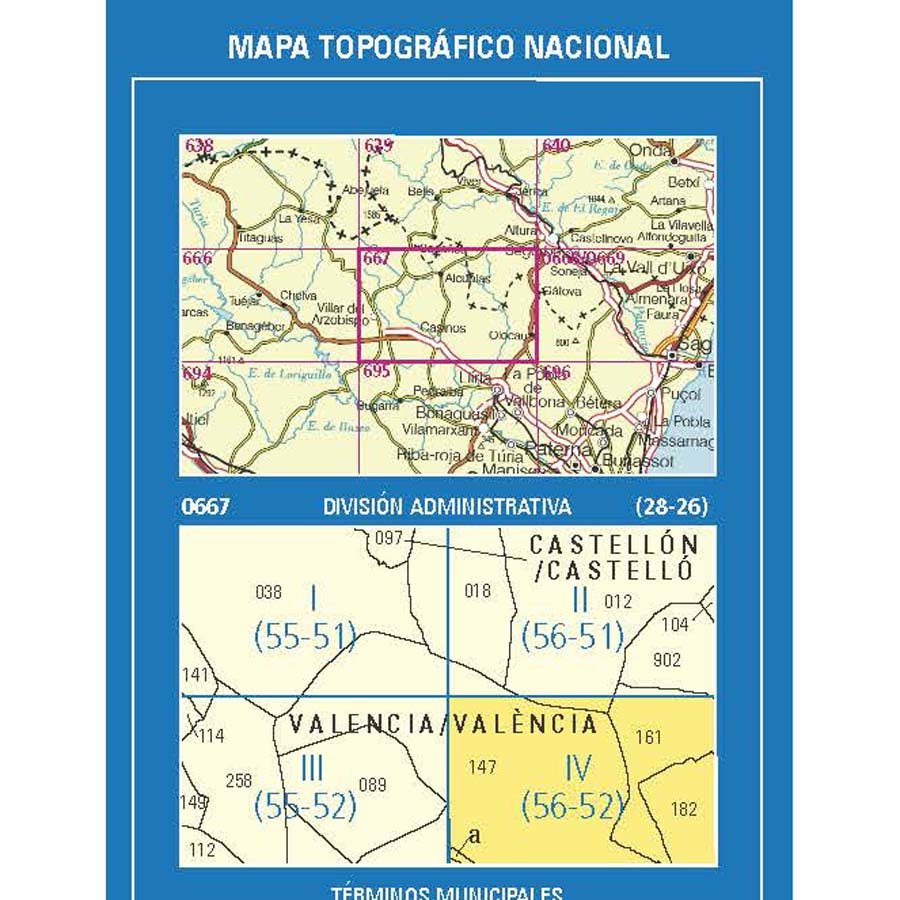 Carte topographique de l'Espagne n° 0667.4 - Marines | CNIG - 1/25 000 carte de randonnée CNIG