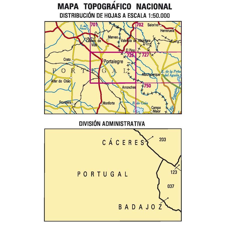 Carte topographique de l'Espagne n° 0726 - El Pino | CNIG - 1/50 000 carte de randonnée CNIG
