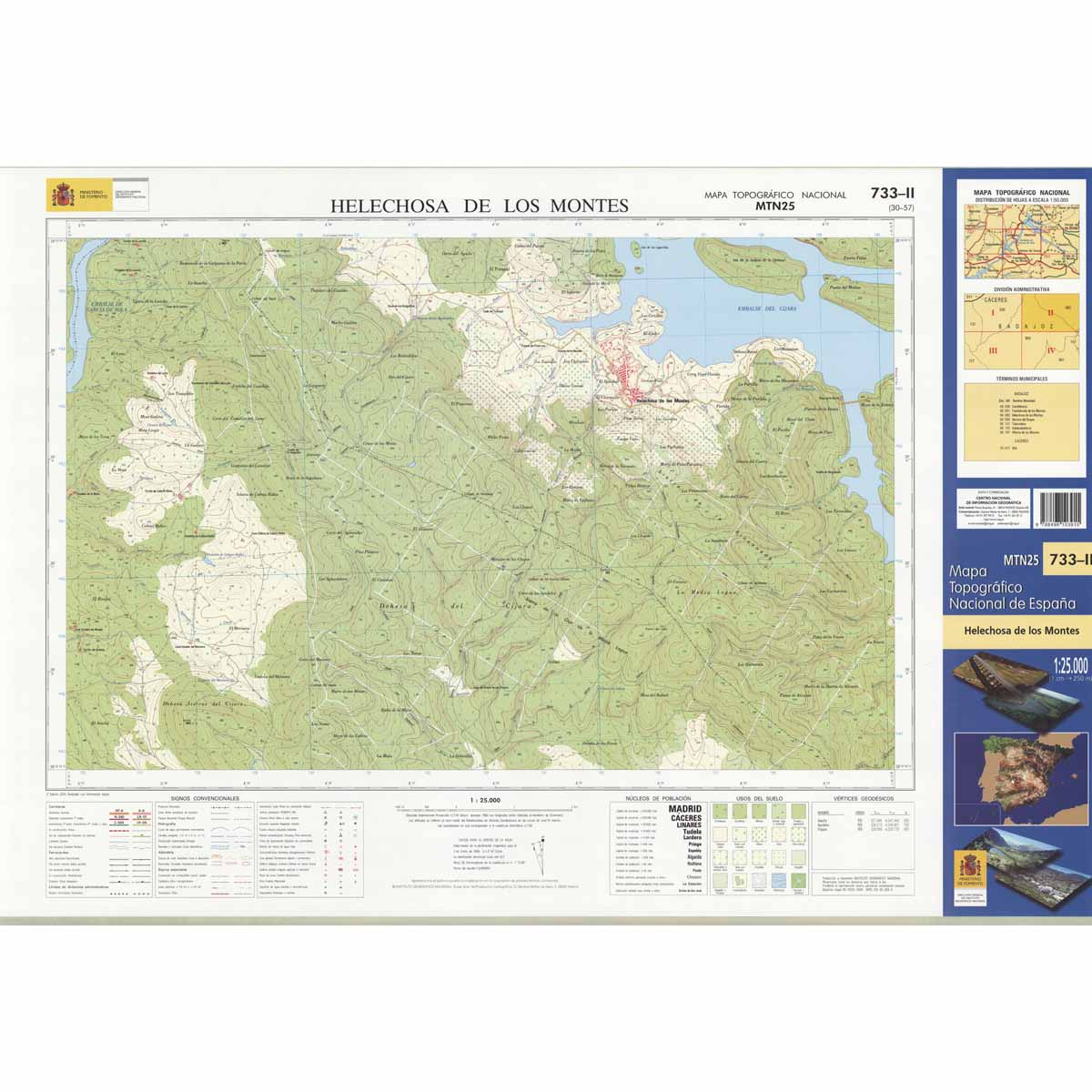 Carte topographique de l'Espagne n° 0733.2 - Helechosa De Los Montes | CNIG - 1/25 000 carte de randonnée CNIG