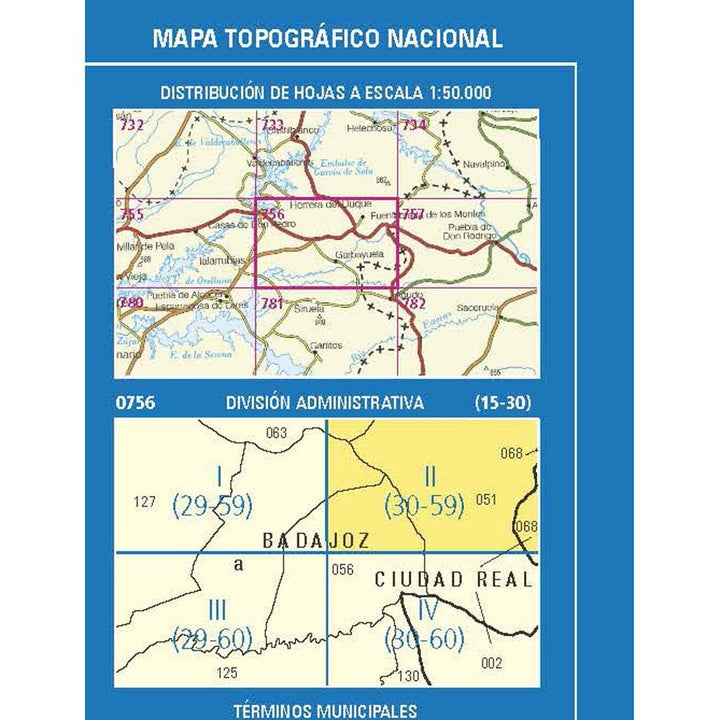 Carte topographique de l'Espagne n° 0756.2 - Fuenlabrada De Los Montes | CNIG - 1/25 000 carte pliée CNIG 