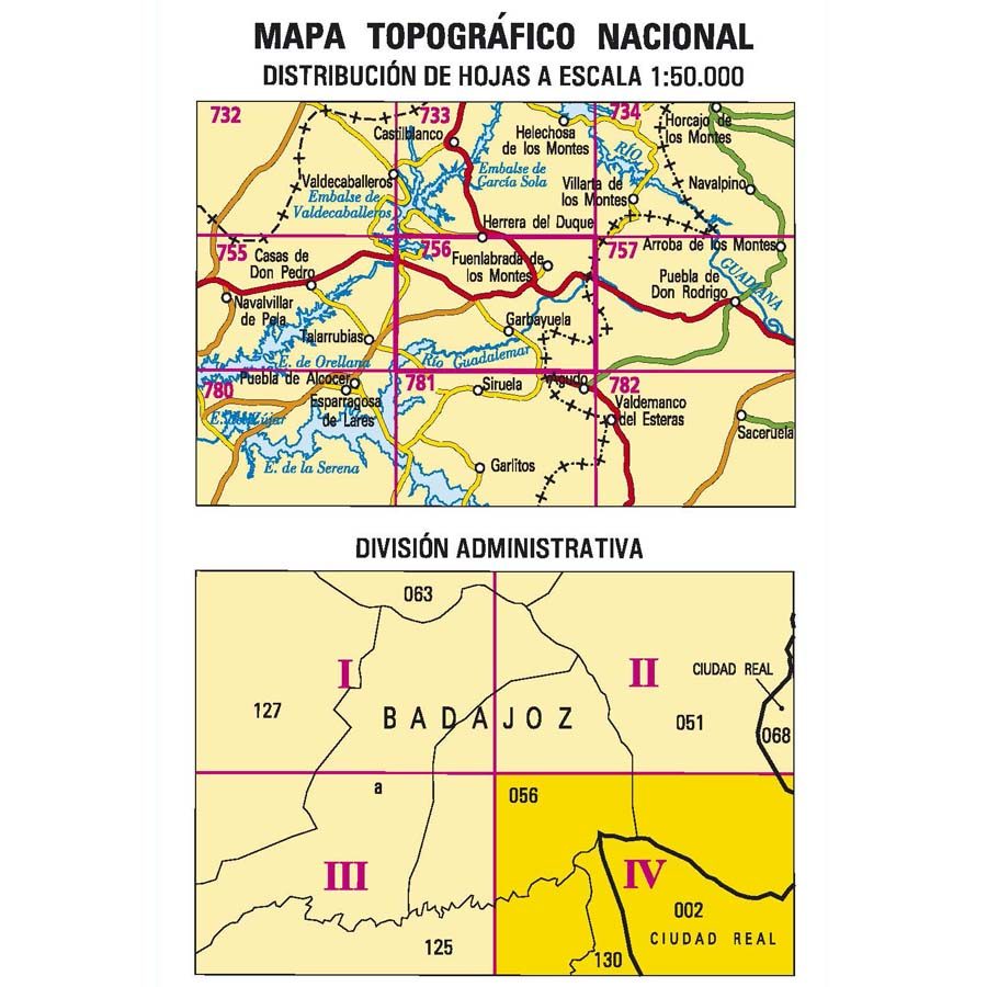 Carte topographique de l'Espagne n° 0756.4 - Garbayuela | CNIG - 1/25 000 carte de randonnée CNIG