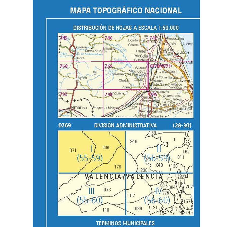 Carte topographique de l'Espagne n° 0769.1 - Navarrés | CNIG - 1/25 000 carte de randonnée CNIG