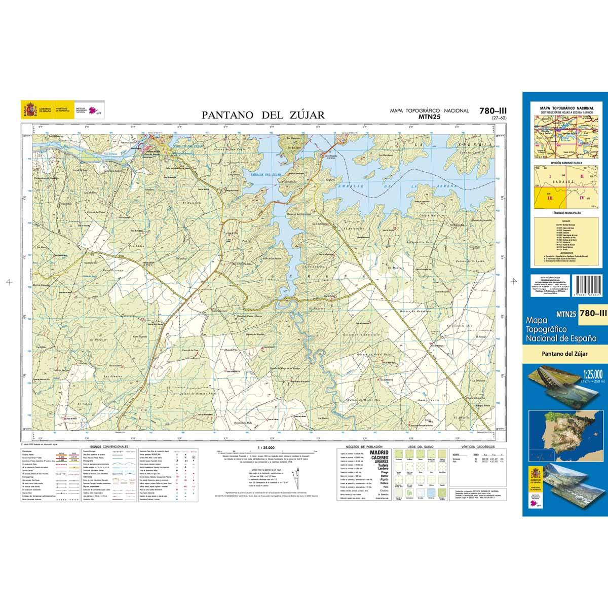 Carte topographique de l'Espagne n° 0780.3 - Pantano Del Zújar | CNIG - 1/25 000 carte de randonnée CNIG
