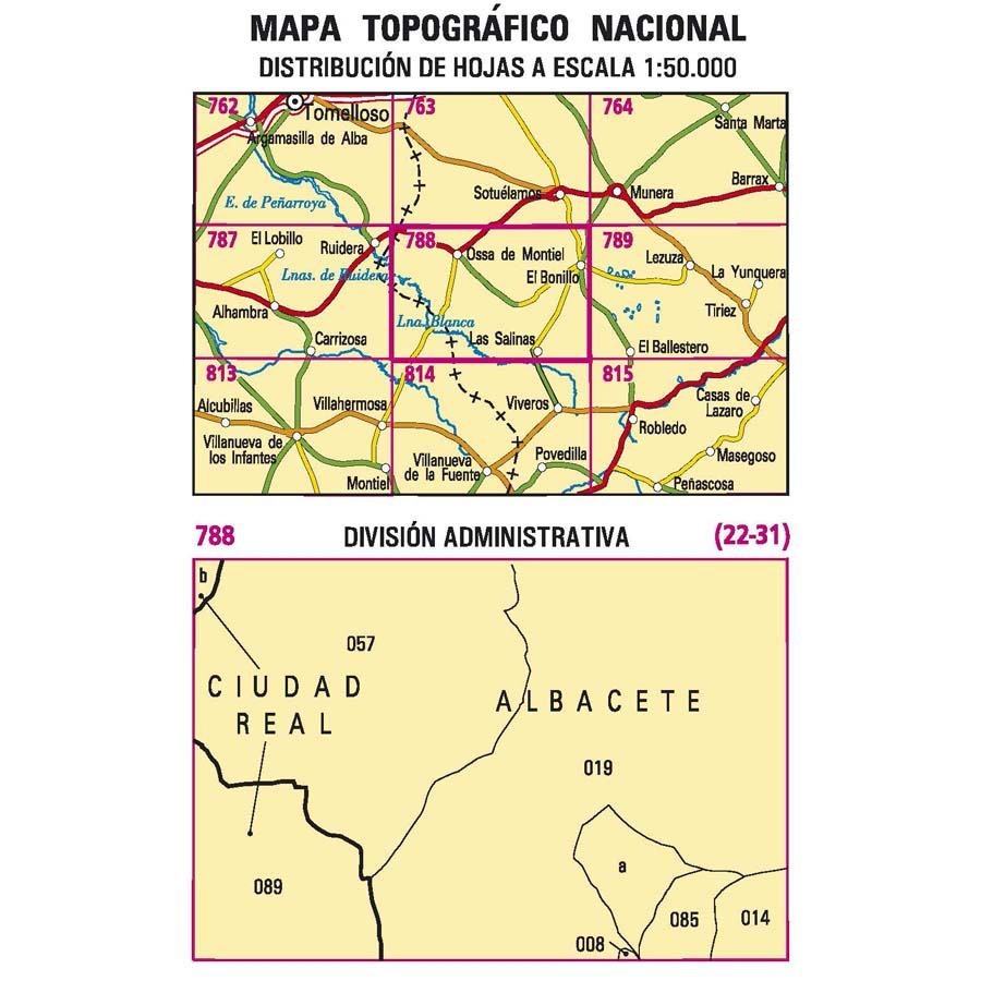Carte topographique de l'Espagne n° 0788 - El Bonillo | CNIG - 1/50 000 carte de randonnée CNIG