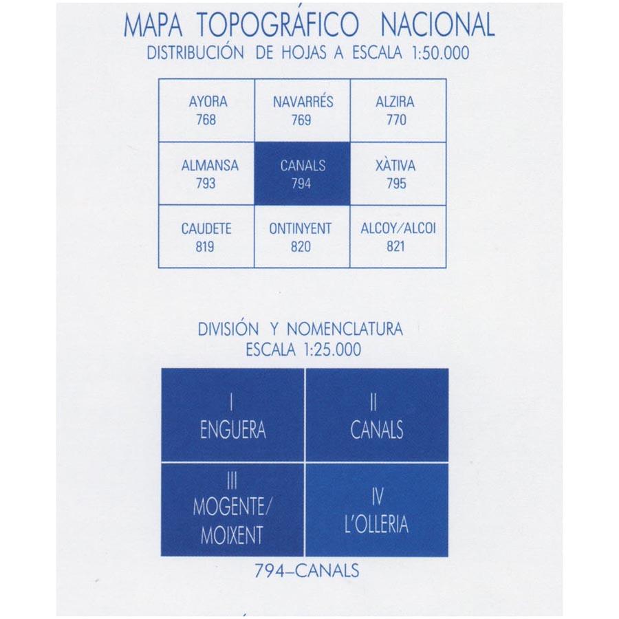 Carte topographique de l'Espagne n° 0794.4 - L'Olleria | CNIG - 1/25 000 carte de randonnée CNIG