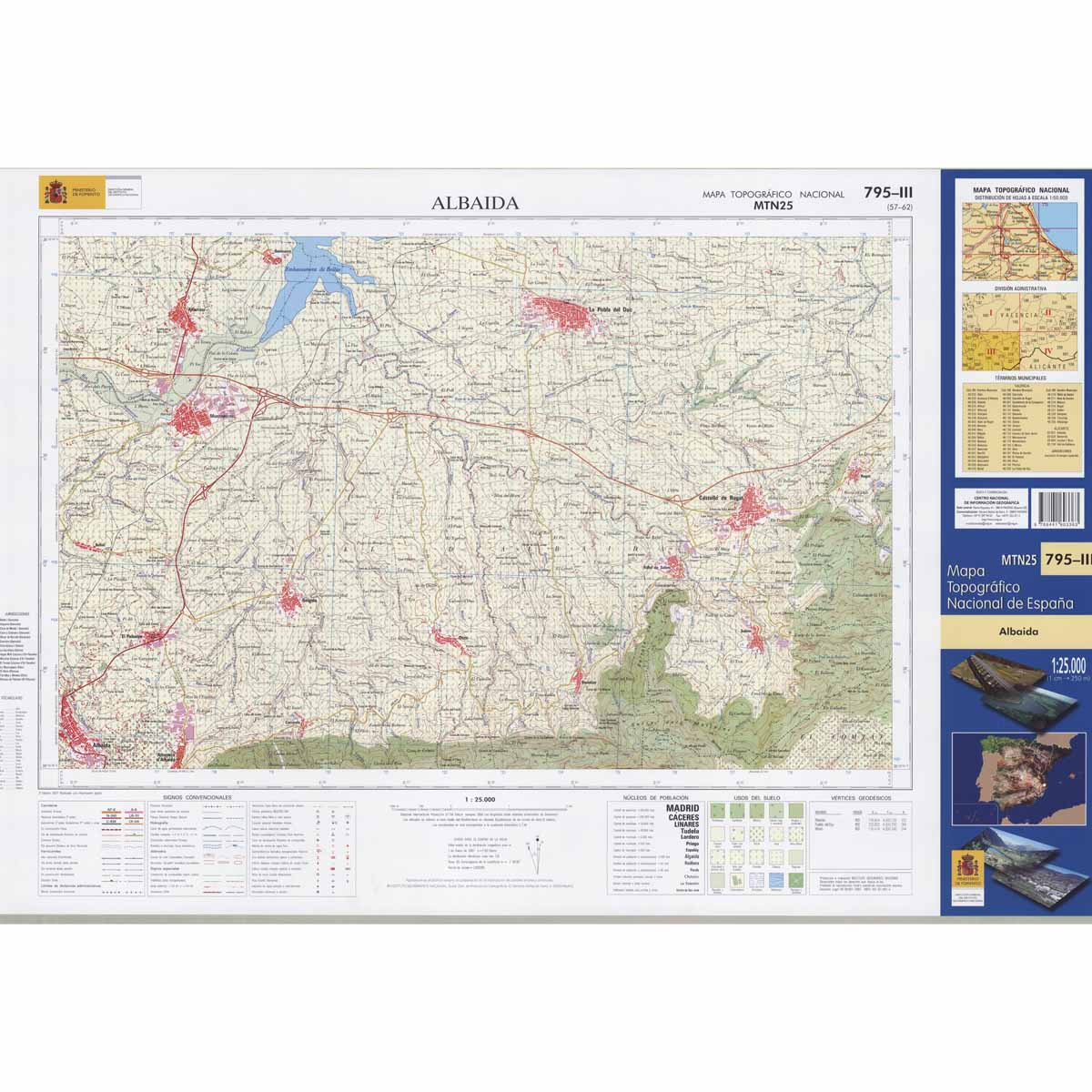 Carte topographique de l'Espagne n° 0795.3 - Albaida | CNIG - 1/25 000 carte de randonnée CNIG