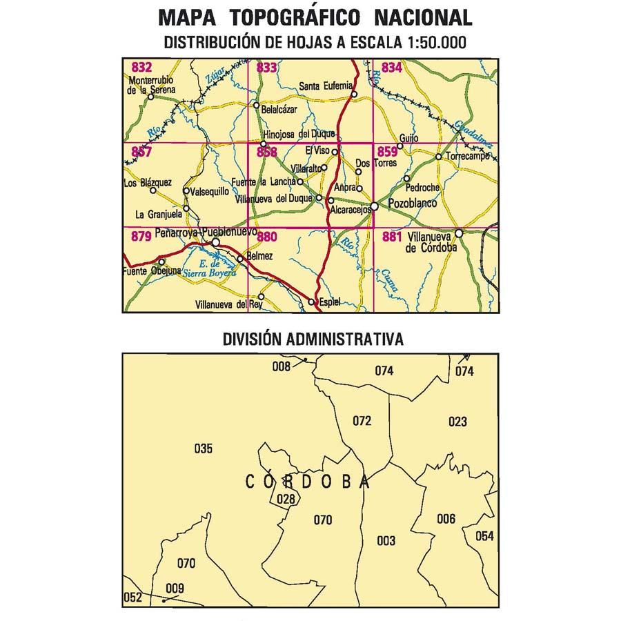 Carte topographique de l'Espagne n° 0858 - El Viso | CNIG - 1/50 000 carte de randonnée CNIG