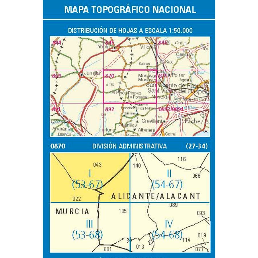 Carte topographique de l'Espagne n° 0870.1 - Raspay | CNIG - 1/25 000 carte de randonnée CNIG
