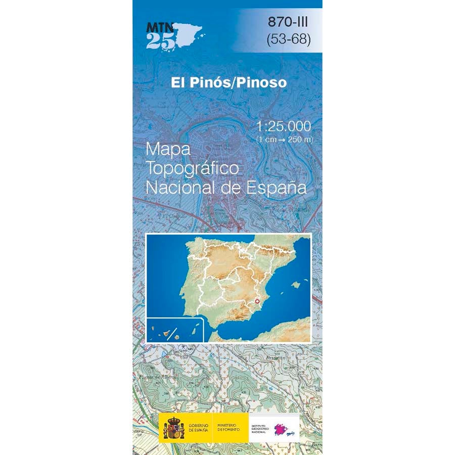 Carte topographique de l'Espagne n° 0870.3 - El Pinos/ Pinoso | CNIG - 1/25 000 carte de randonnée CNIG